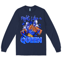 Navy fight like a queen navy blue colon cancer afro gir Long Sleeve Tee - RanaPortraitStore