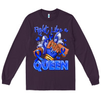 Plum fight like a queen navy blue colon cancer afro gir Long Sleeve Tee - RanaPortraitStore
