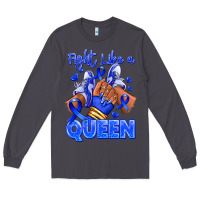 Smoke fight like a queen navy blue colon cancer afro gir Long Sleeve Tee - RanaPortraitStore
