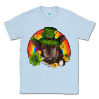 Dusty Blue st patricks day baby cow shamrock rainbow gold Classic Tee - RanaPortraitStore