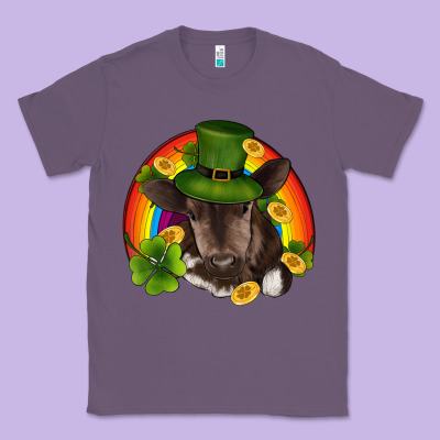 St Patricks Day Baby Cow Shamrock Rainbow Gold Classic Tee Designed By Ranaportraitstore