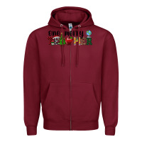 Burgundy one merry teacher Zipper Hoodie - RanaPortraitStore