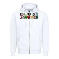 White one merry teacher Zipper Hoodie - RanaPortraitStore