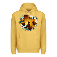 Antique Gold Horsehide Texas Map Cowboys Flag Premium Hoodie - RanaPortraitStore