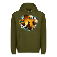 Army Green Horsehide Texas Map Cowboys Flag Premium Hoodie - RanaPortraitStore