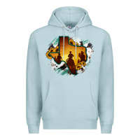 Blue Mist Horsehide Texas Map Cowboys Flag Premium Hoodie - RanaPortraitStore