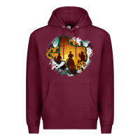 Burgundy Horsehide Texas Map Cowboys Flag Premium Hoodie - RanaPortraitStore
