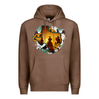 Chestnut Horsehide Texas Map Cowboys Flag Premium Hoodie - RanaPortraitStore