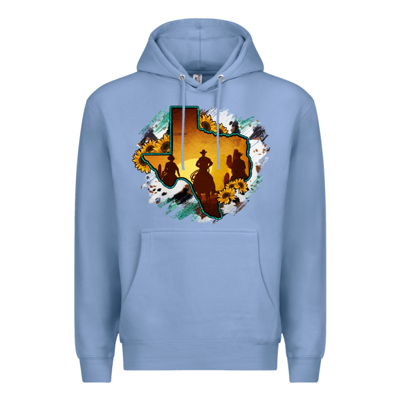 Horsehide Texas Map Cowboys Flag Premium Hoodie by RanaPortraitStore | Teevron