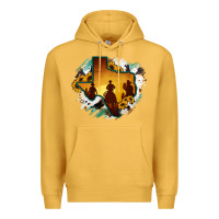 Mustard Horsehide Texas Map Cowboys Flag Premium Hoodie - RanaPortraitStore