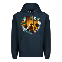Navy Horsehide Texas Map Cowboys Flag Premium Hoodie - RanaPortraitStore