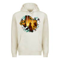 Oatmeal Heather Horsehide Texas Map Cowboys Flag Premium Hoodie - RanaPortraitStore