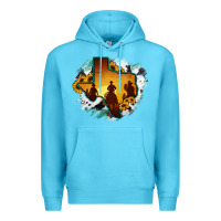 Ocean Blue Horsehide Texas Map Cowboys Flag Premium Hoodie - RanaPortraitStore