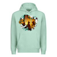 Seafoam Horsehide Texas Map Cowboys Flag Premium Hoodie - RanaPortraitStore