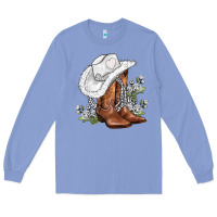 Colony Blue white  cowgirl  and roses Long Sleeve Tee - AdoDesignShop