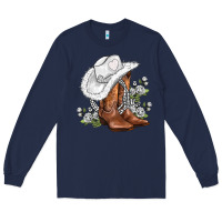 Navy white  cowgirl  and roses Long Sleeve Tee - AdoDesignShop