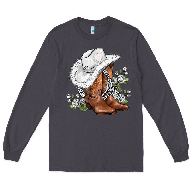 White  Cowgirl  And Roses Long Sleeve Tee by AdoDesignShop | Teevron