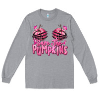Heather Grey save the pumpkins breast cancer Long Sleeve Tee - RanaPortraitStore