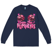 Navy save the pumpkins breast cancer Long Sleeve Tee - RanaPortraitStore