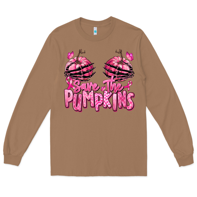 Save The Pumpkins Breast Cancer Long Sleeve Tee by RanaPortraitStore | Teevron