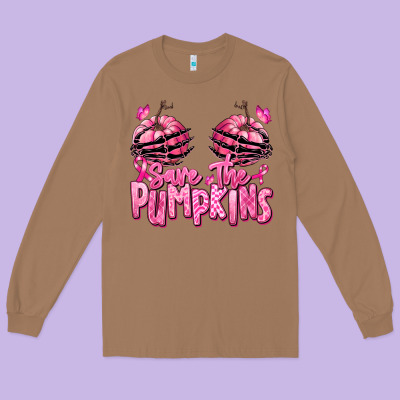 Long Sleeve Tee save the pumpkins breast cancer
