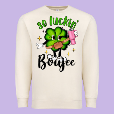 So Luckin Boujee Premium Sweatshirt Designed By Artiststas