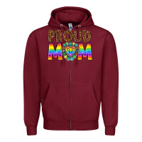 Burgundy proud mom lgbtq Zipper Hoodie - texasbilliewilder