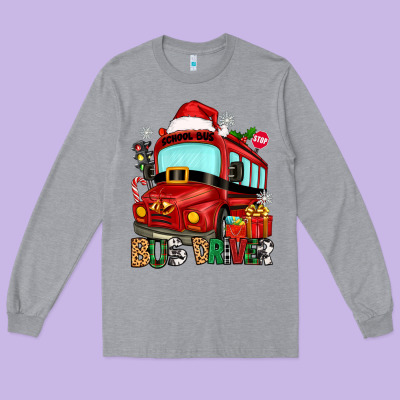 Christmas Bus Driver Long Sleeve Tee Designed By Zillion Design Studio