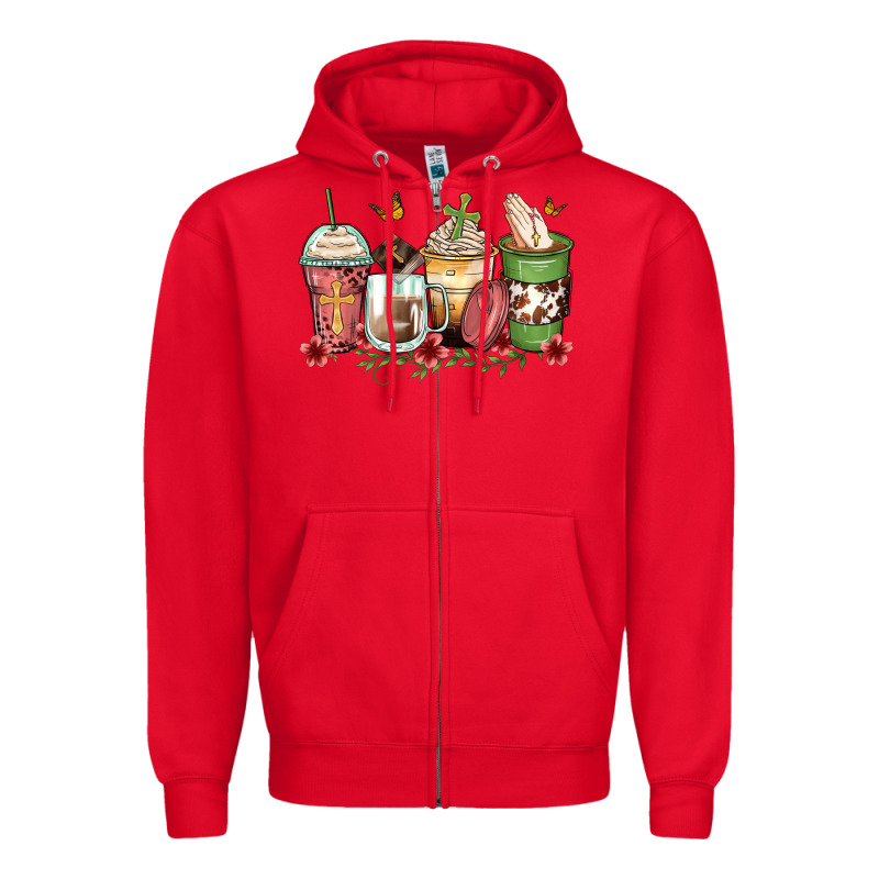 Faith Coffee Cups Zipper Hoodie by Zillion Design Studio | Teevron