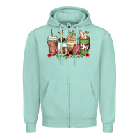 Seafoam faith coffee cups Zipper Hoodie - Zillion Design Studio