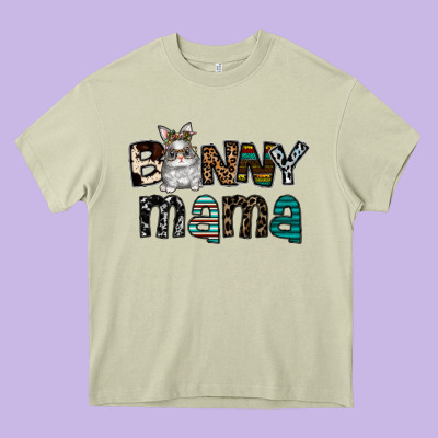 Bunny Mama Heavy Core Tee Designed By Cowhidedigitalart