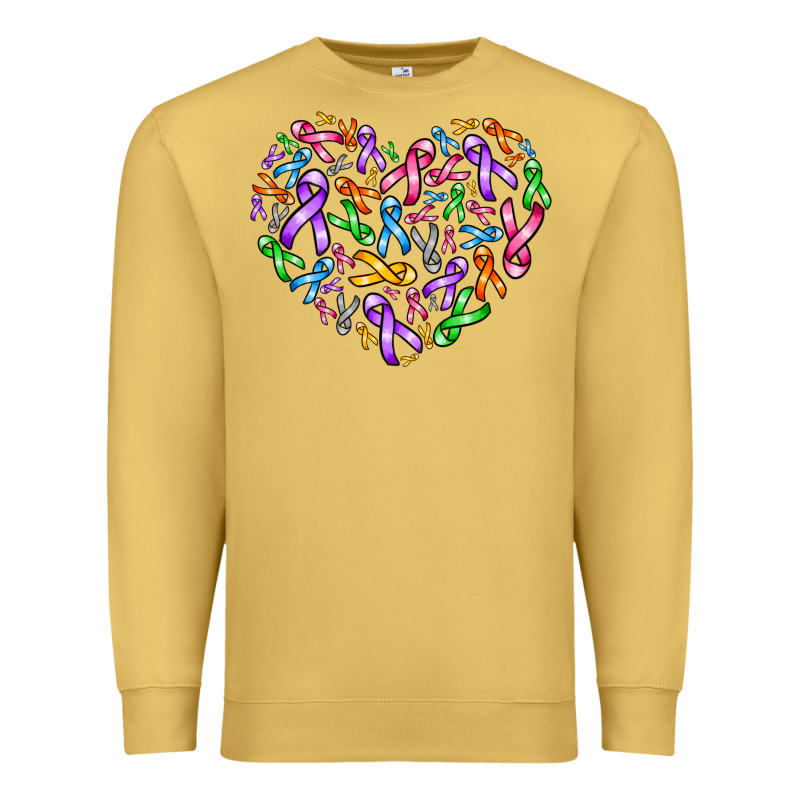 Cancer Ribbon Heart Premium Sweatshirt by AdoDesignShop | Teevron