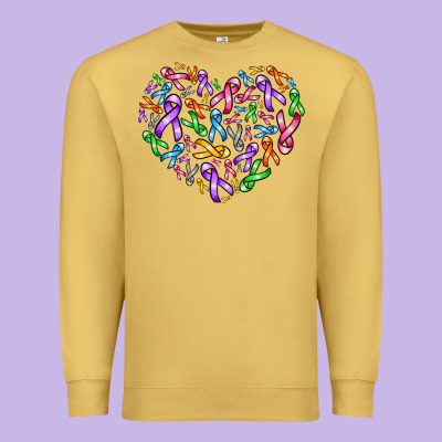 Cancer Ribbon Heart Premium Sweatshirt Designed By Adodesignshop