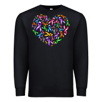 Black cancer ribbon heart Premium Sweatshirt - AdoDesignShop
