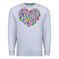 Heather Grey cancer ribbon heart Premium Sweatshirt - AdoDesignShop