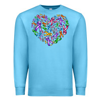 Ocean Blue cancer ribbon heart Premium Sweatshirt - AdoDesignShop