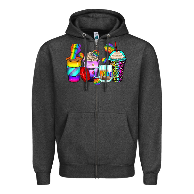 Pride Coffee Cups Zipper Hoodie by Zillion Design Studio | Teevron