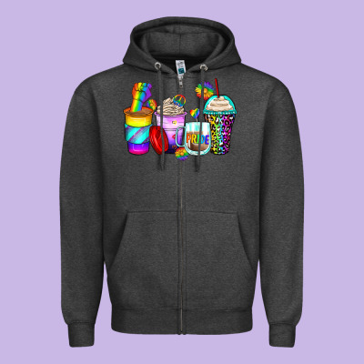 Pride Coffee Cups Zipper Hoodie Designed By Zillion Design Studio