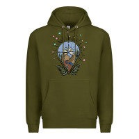 Army Green compass with mountain Premium Hoodie - MaliasSmallBusiness