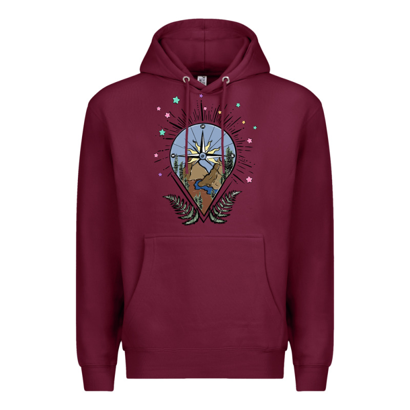 Compass With Mountain Premium Hoodie by MaliasSmallBusiness | Teevron