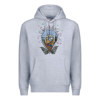 Heather Grey compass with mountain Premium Hoodie - MaliasSmallBusiness