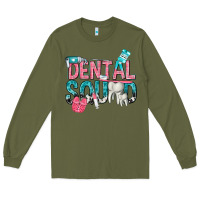 Army Green dental squad with cowhide Long Sleeve Tee - texasbilliewilder