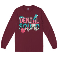 Burgundy dental squad with cowhide Long Sleeve Tee - texasbilliewilder