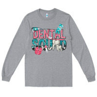 Heather Grey dental squad with cowhide Long Sleeve Tee - texasbilliewilder