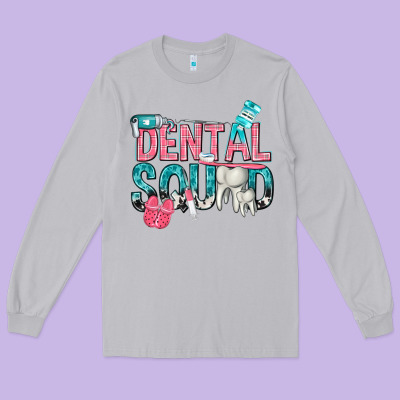 Long Sleeve Tee dental squad with cowhide