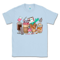 Dusty Blue Nurse Coffee Cups Classic Tee - FaDigitalArtStudio