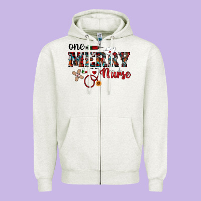 One Merry Nurse Western Zipper Hoodie Designed By Ranaportraitstore