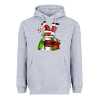 Heather Grey Santa claus in a coffee cup Heavyweight Hoodie - FaDigitalArtStudio