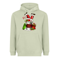 Matcha Santa claus in a coffee cup Heavyweight Hoodie - FaDigitalArtStudio