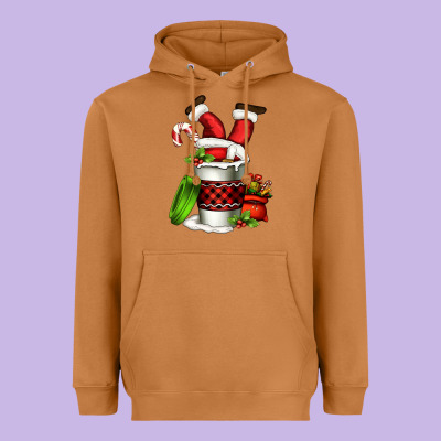 Santa Claus In A Coffee Cup Heavyweight Hoodie Designed By Fadigitalartstudio